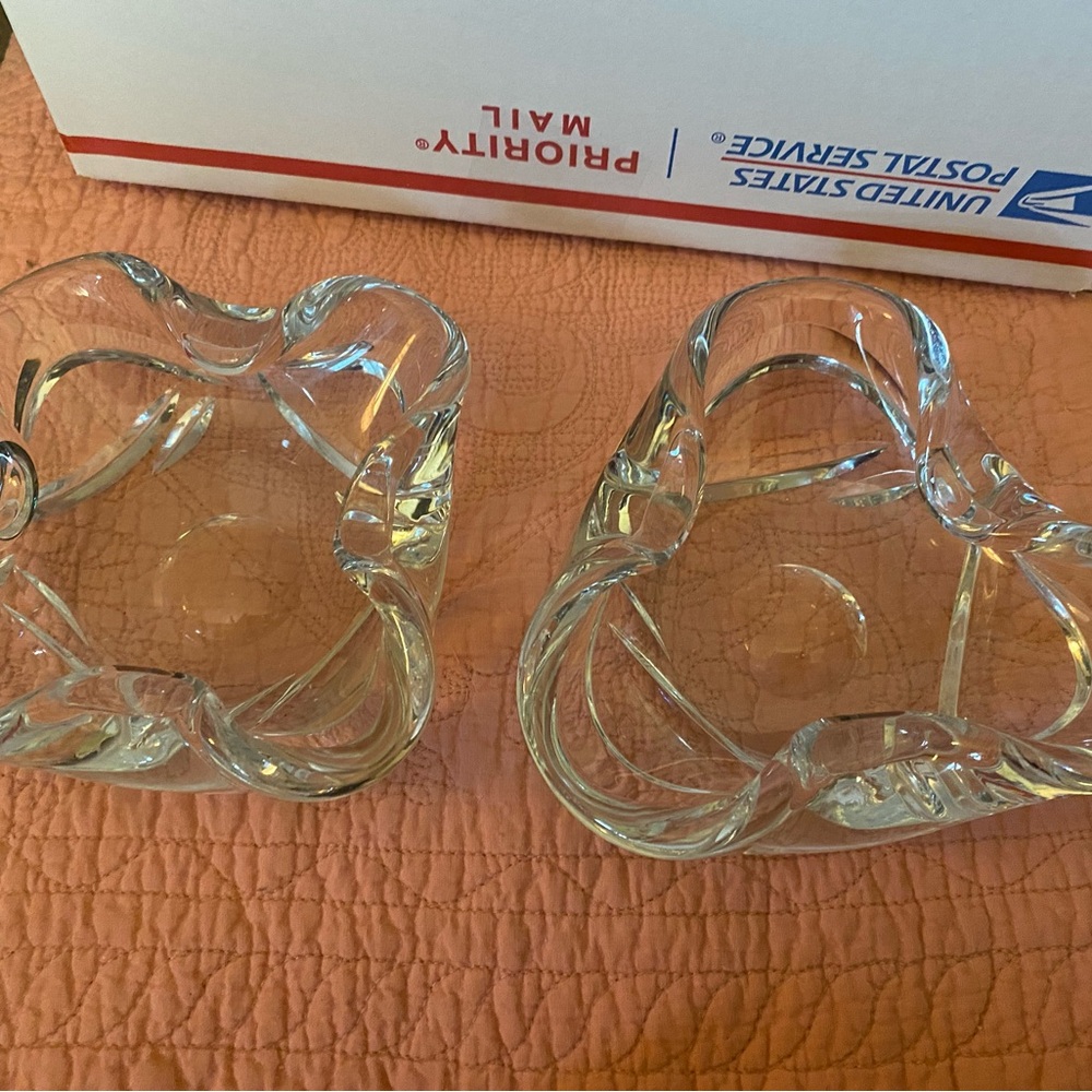 Vintage Elegant Clear Crystal Ashtrays from Denmark, heavy